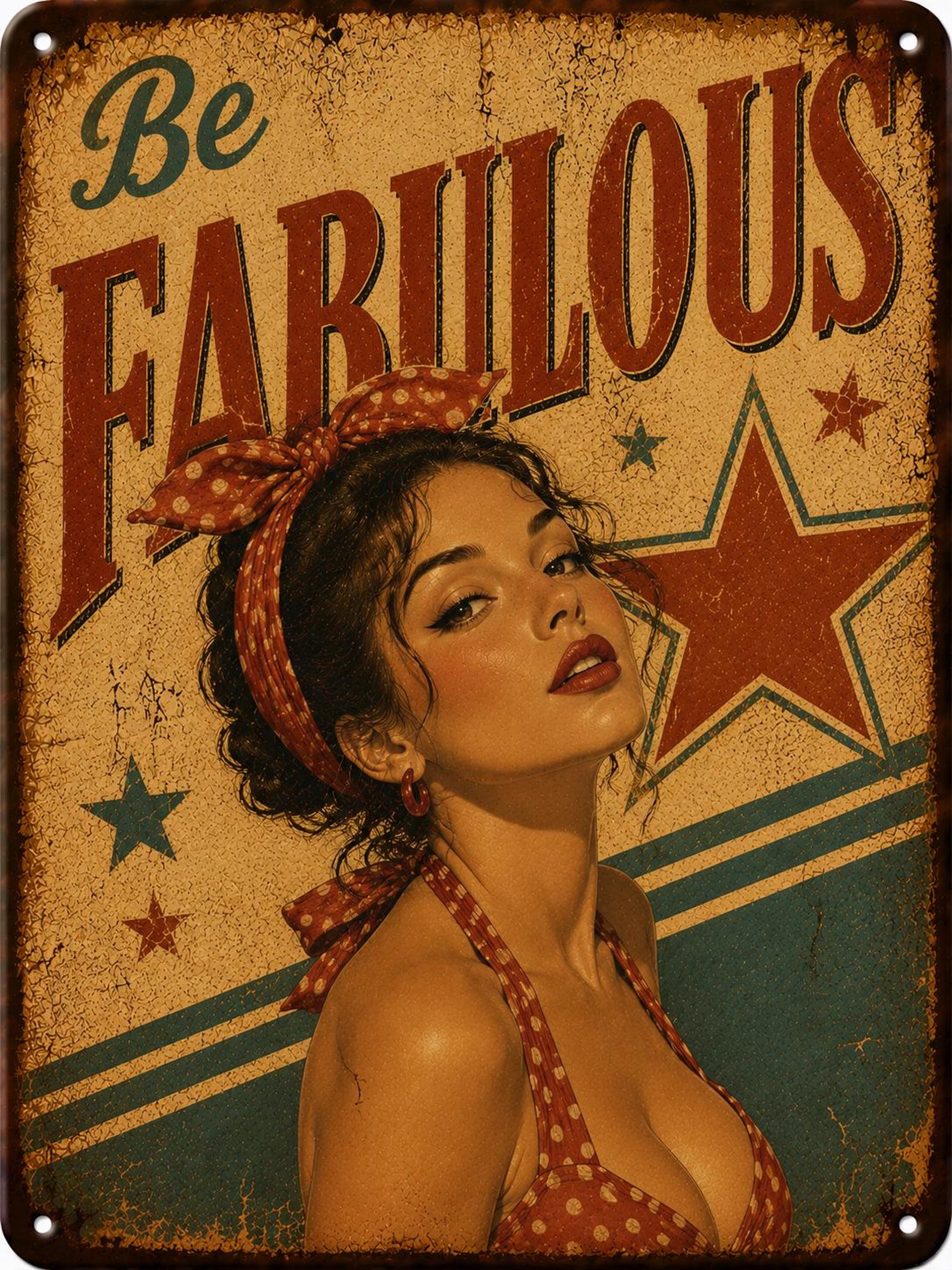 Retro Pin-Up Tin Sign | Classic Vintage Wall Art