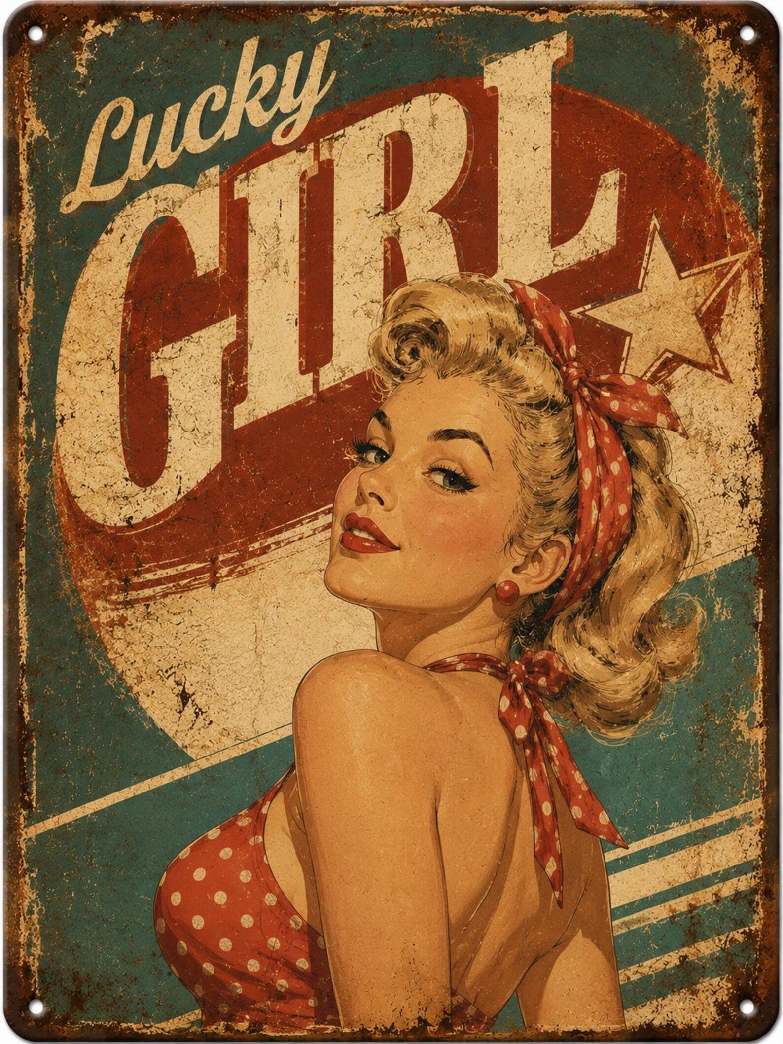 Retro Pin-Up Tin Sign | Classic Vintage Wall Art