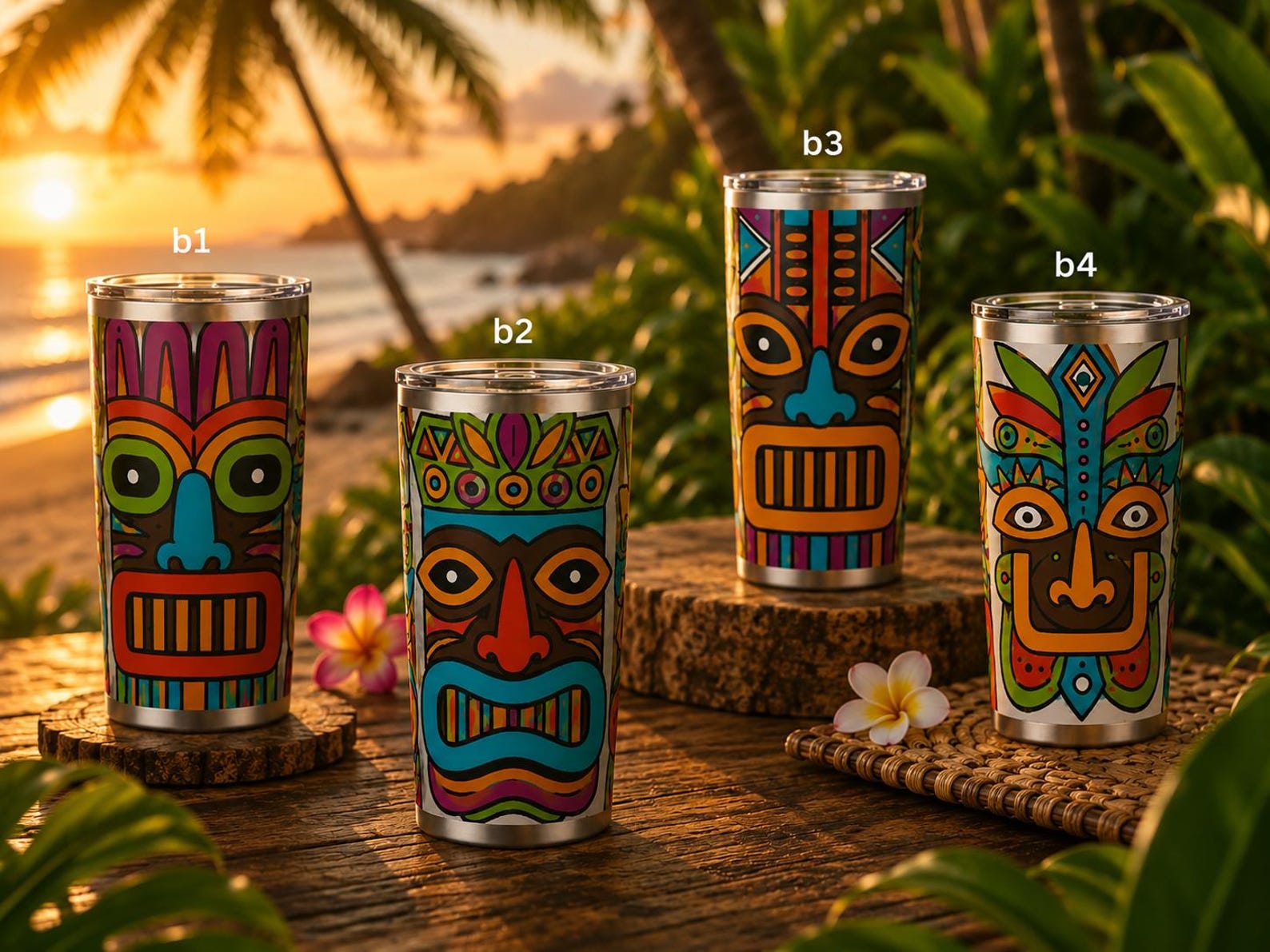 Personalized Tribal Totem Skinny Tumbler, Customizable Native American Inspired Facial Elements Design Tumbler,
