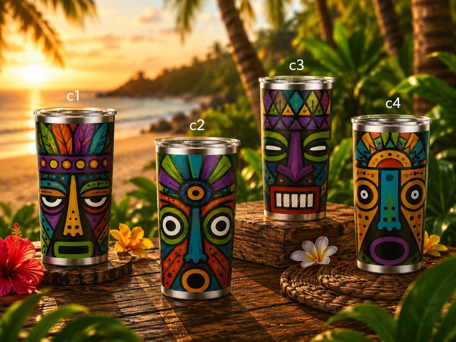 Personalized Tribal Totem Skinny Tumbler, Customizable Native American Inspired Facial Elements Design Tumbler,