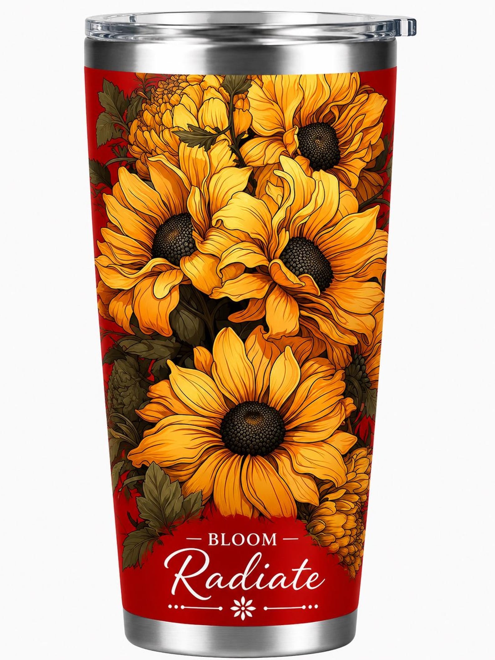 Personalized Floral Stainless Steel Tumbler, Custom Name Travel Mug, Botanical Flower Cup