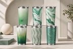 Verdant Flow - Abstract Topographic Line Tumbler | 20oz Stainless Steel Travel Mug