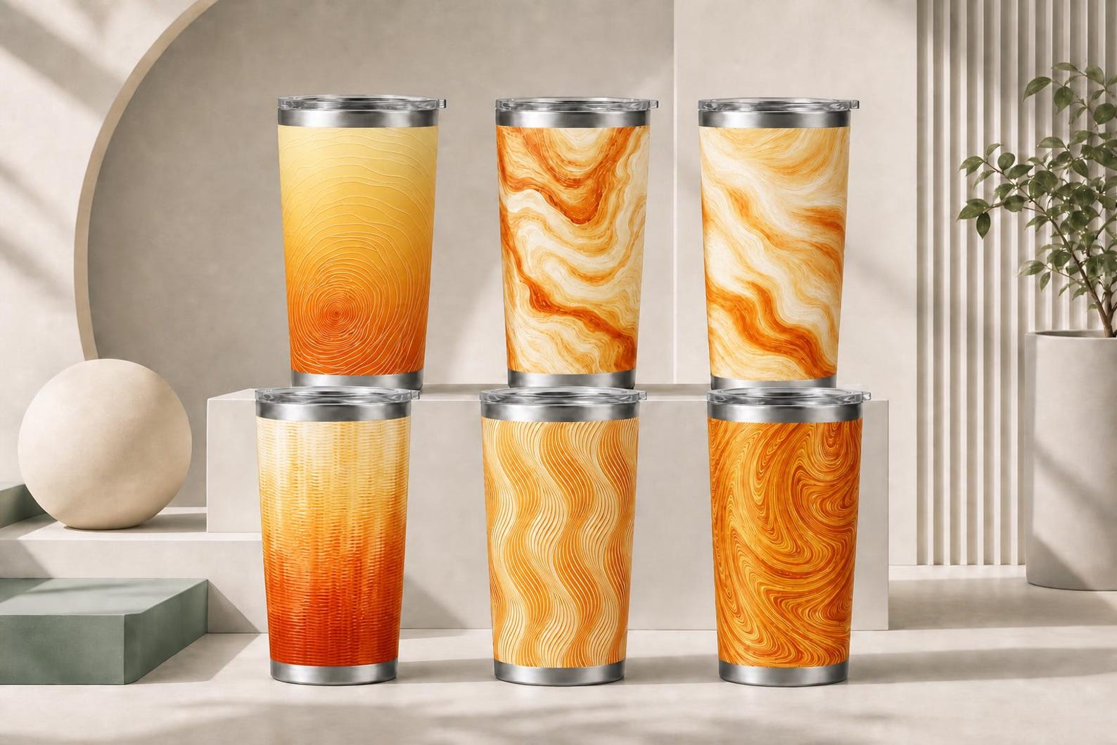 Verdant Flow - Abstract Topographic Line Tumbler | 20oz Stainless Steel Travel Mug