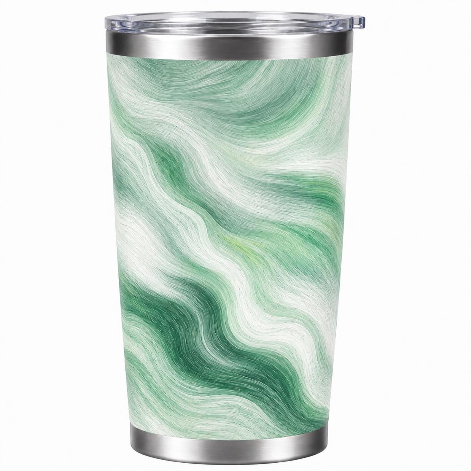 Verdant Flow - Abstract Topographic Line Tumbler | 20oz Stainless Steel Travel Mug
