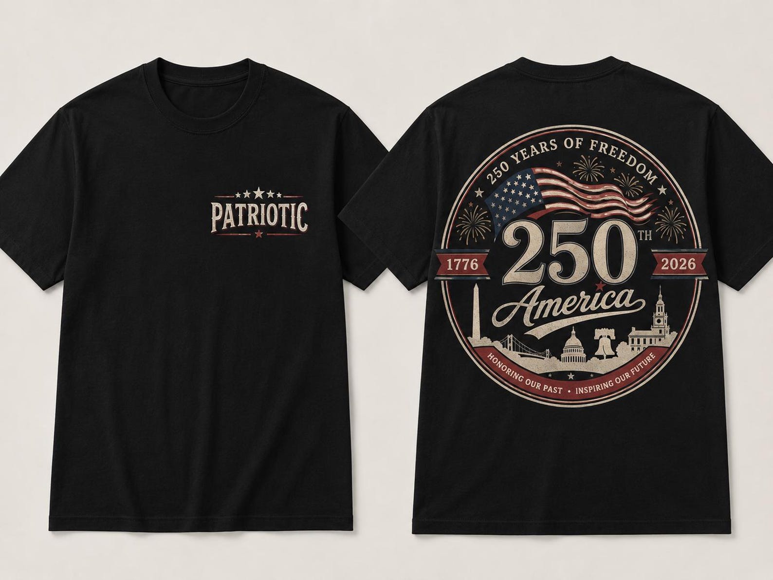 Vintage America 250 Anniversary Patriotic Graphic Shirt Freedom Celebration Tee