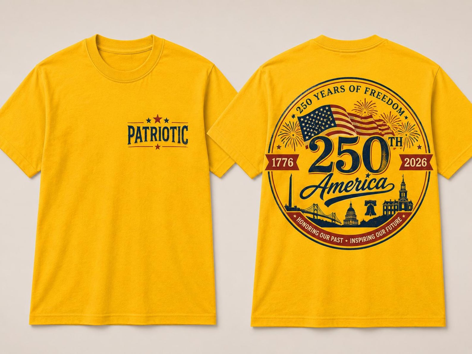 Vintage America 250 Anniversary Patriotic Graphic Shirt Freedom Celebration Tee