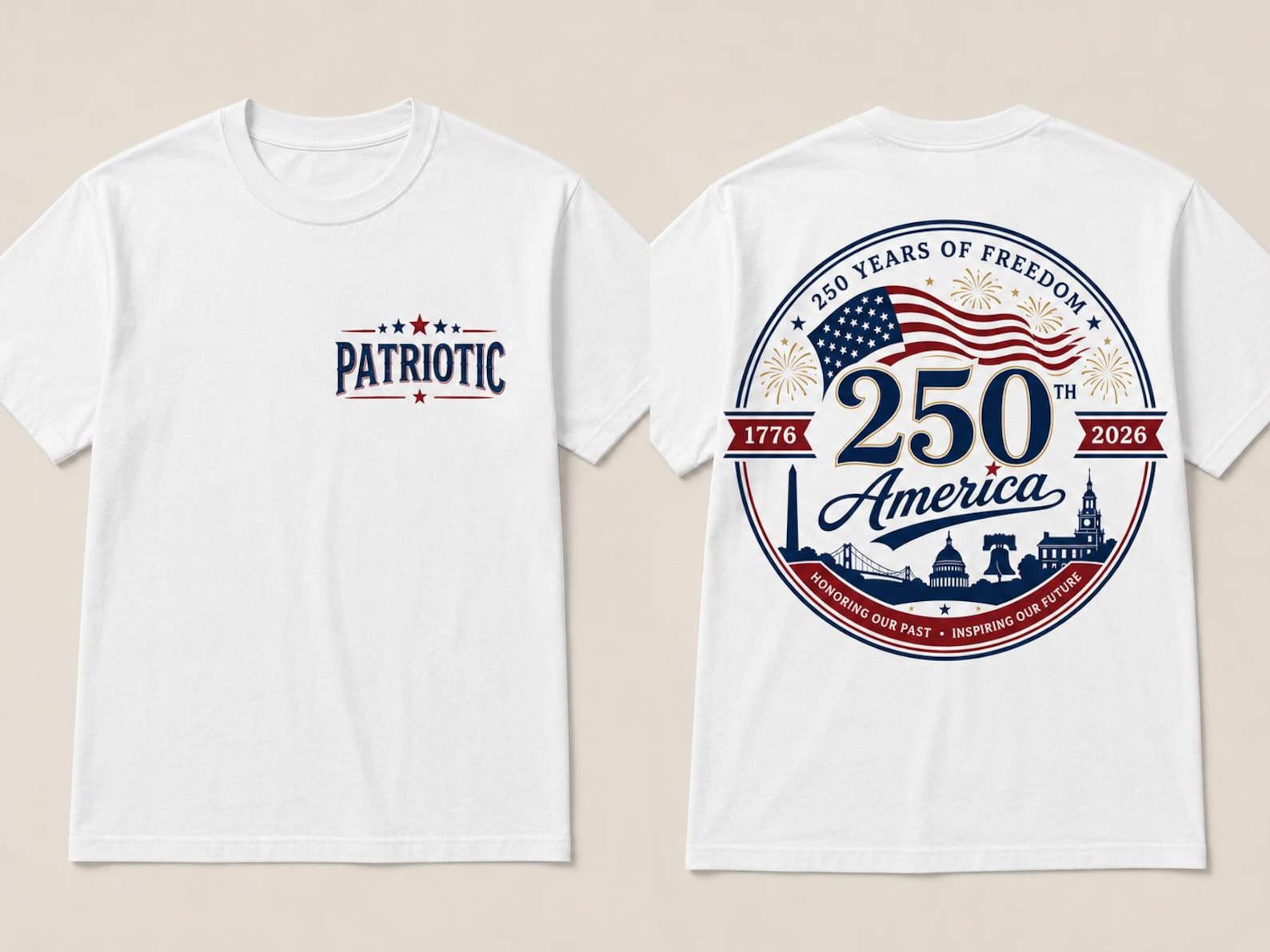 Vintage America 250 Anniversary Patriotic Graphic Shirt Freedom Celebration Tee