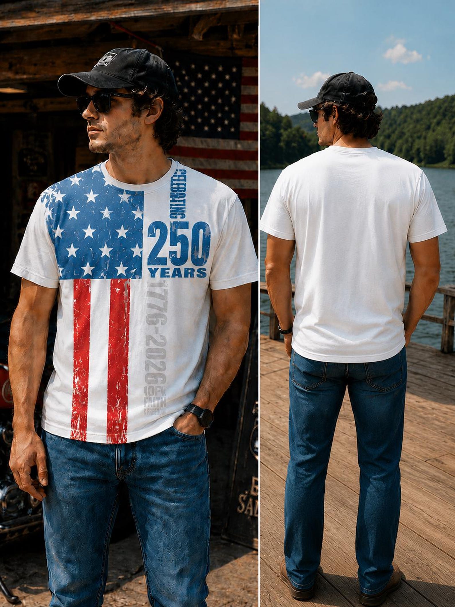 USA Flag T-Shirt, Celebrating 250 Years Patriotic Tee (1776-2026)