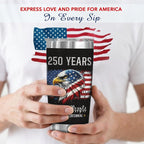 250th Anniversary USA Tumbler, Patriotic Stainless Steel Insulated Cup