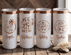 Personalized Vacation Tumbler, Custom Beach Trip Skinny Tumbler 22oz, Girls Trip Cup with Name, Matching Cruise Cup, Bachelorette Gift