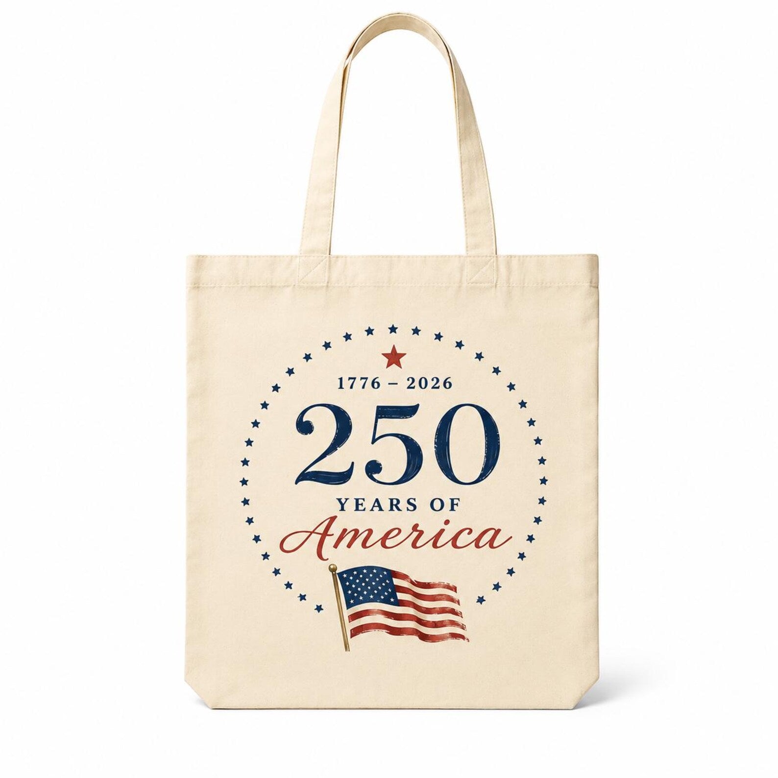 USA 20 Years Canvas Tote Bag -Vintage Patriotic Reusable Shoulder Bag