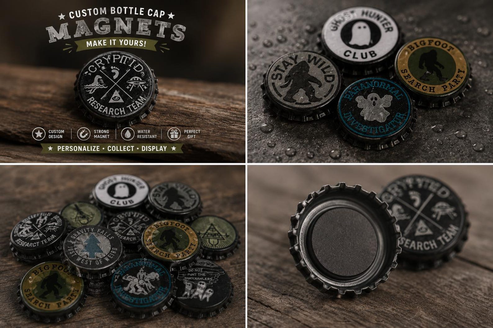 Area 51 Cryptid Research Team Emblem: Metal Bottle Cap Wall Decor (14 Inch)