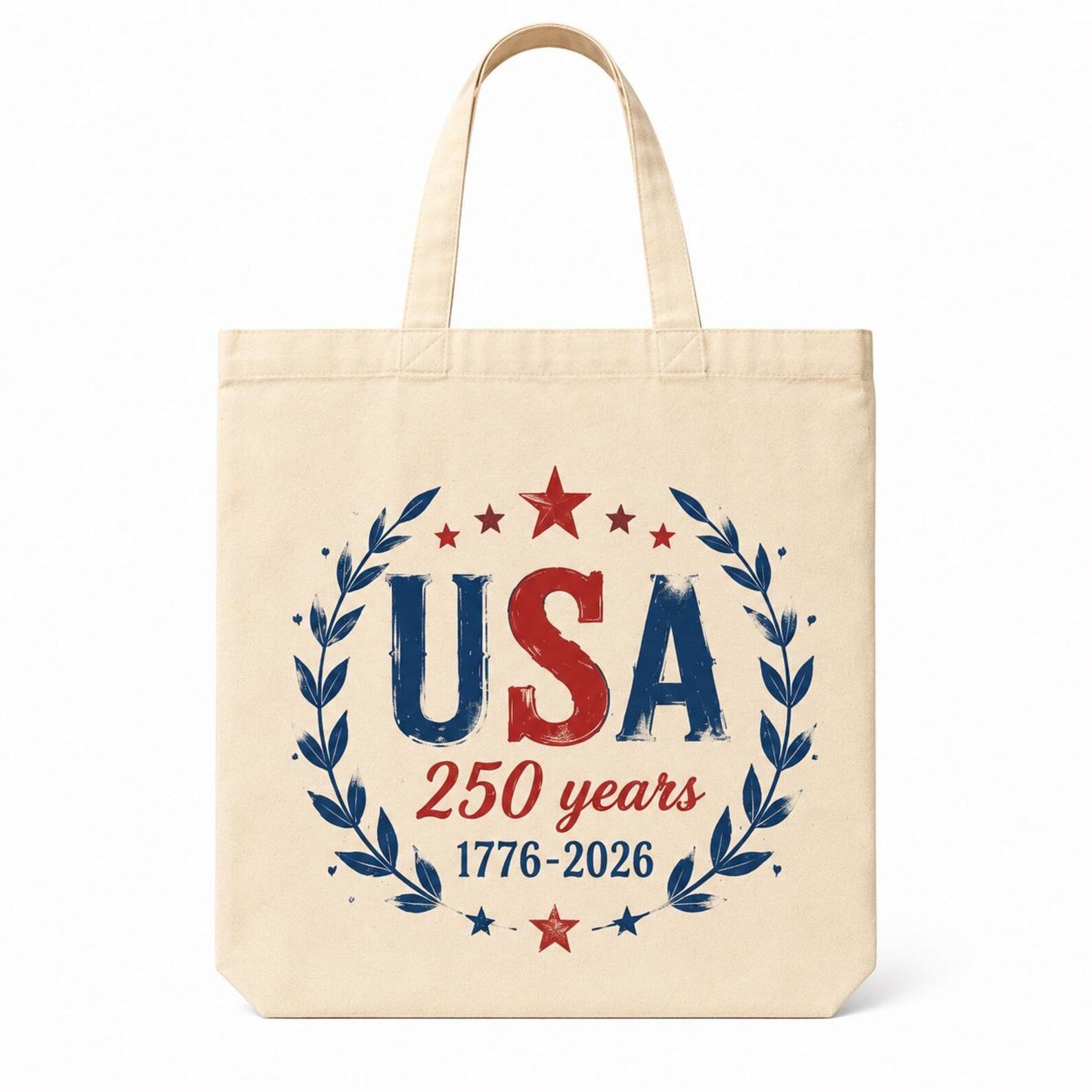Vintage USA 250th Anniversary Tote Bag - Retro American Flag Canvas Shopper