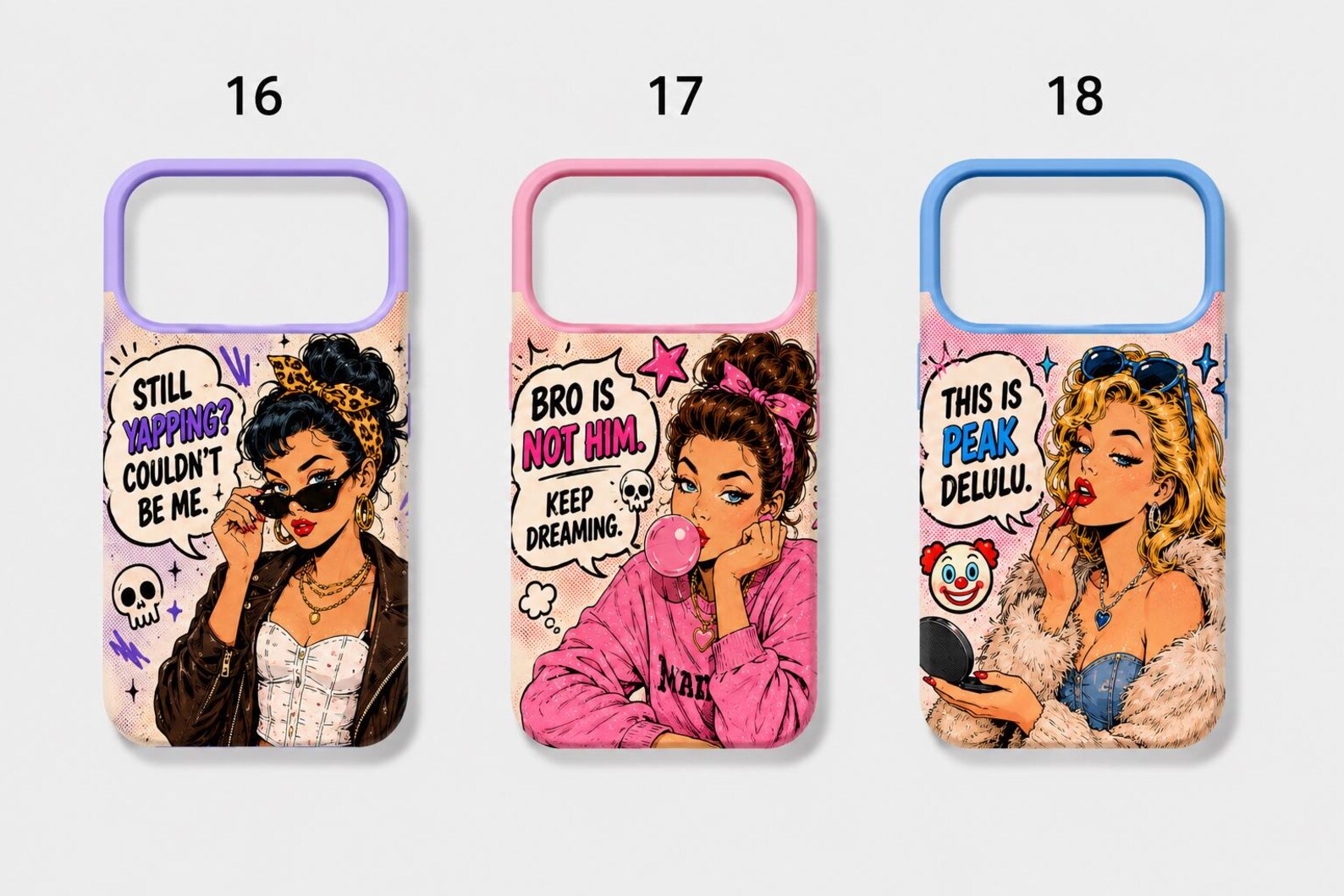 Y2K Comic Pop Art iPhone Case: Sassy Quotes, Retro Streetwear Style