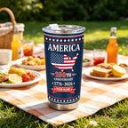 Personalized USA 250th Anniversary Tumbler 20oz, Custom Name American Flag Travel Cup, 1776-2026, Independence Day Gift