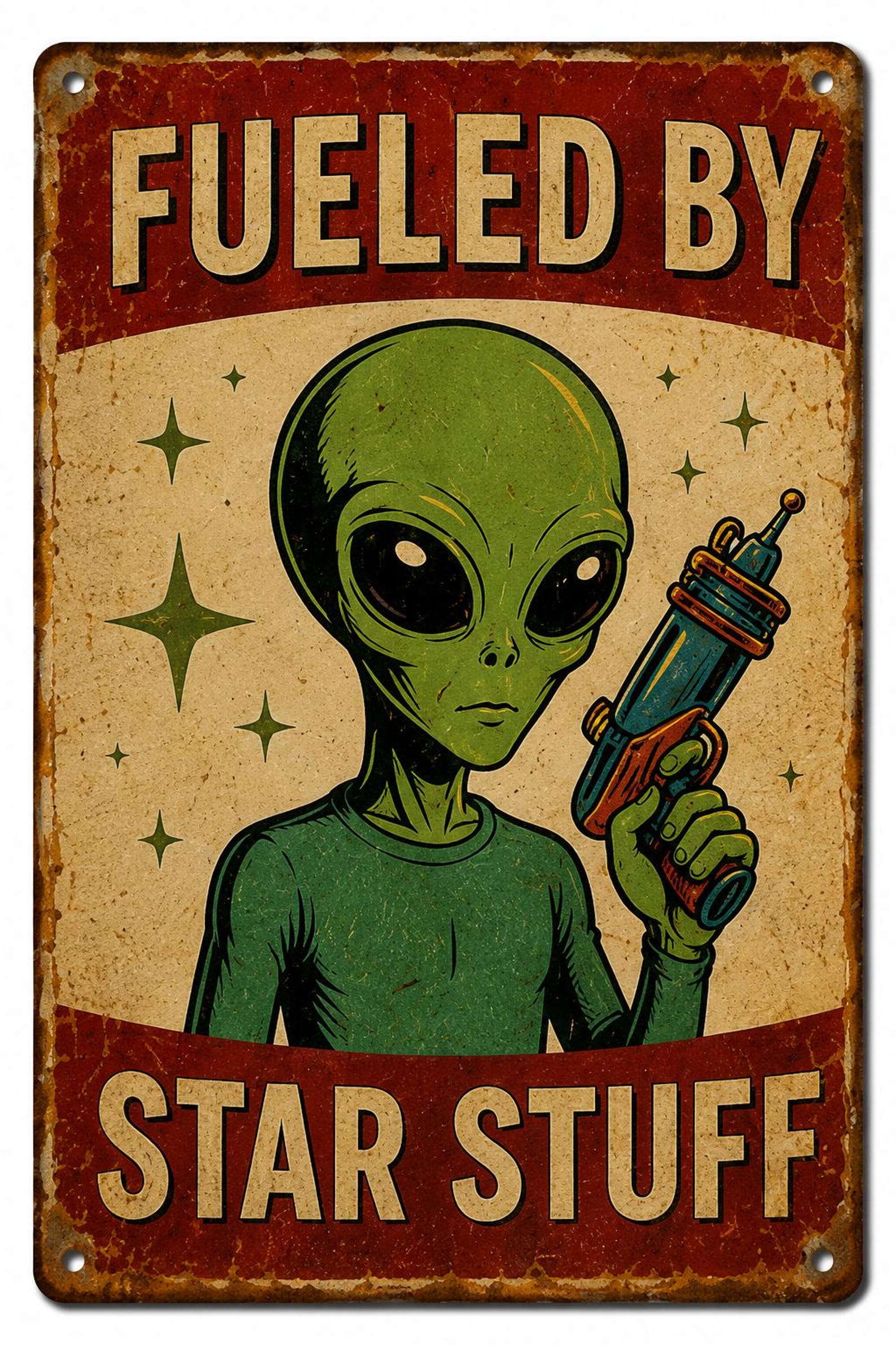 Area 51 Alien Employee of the Month Metal Tin Sign – Retro Sci-Fi Wall Decor