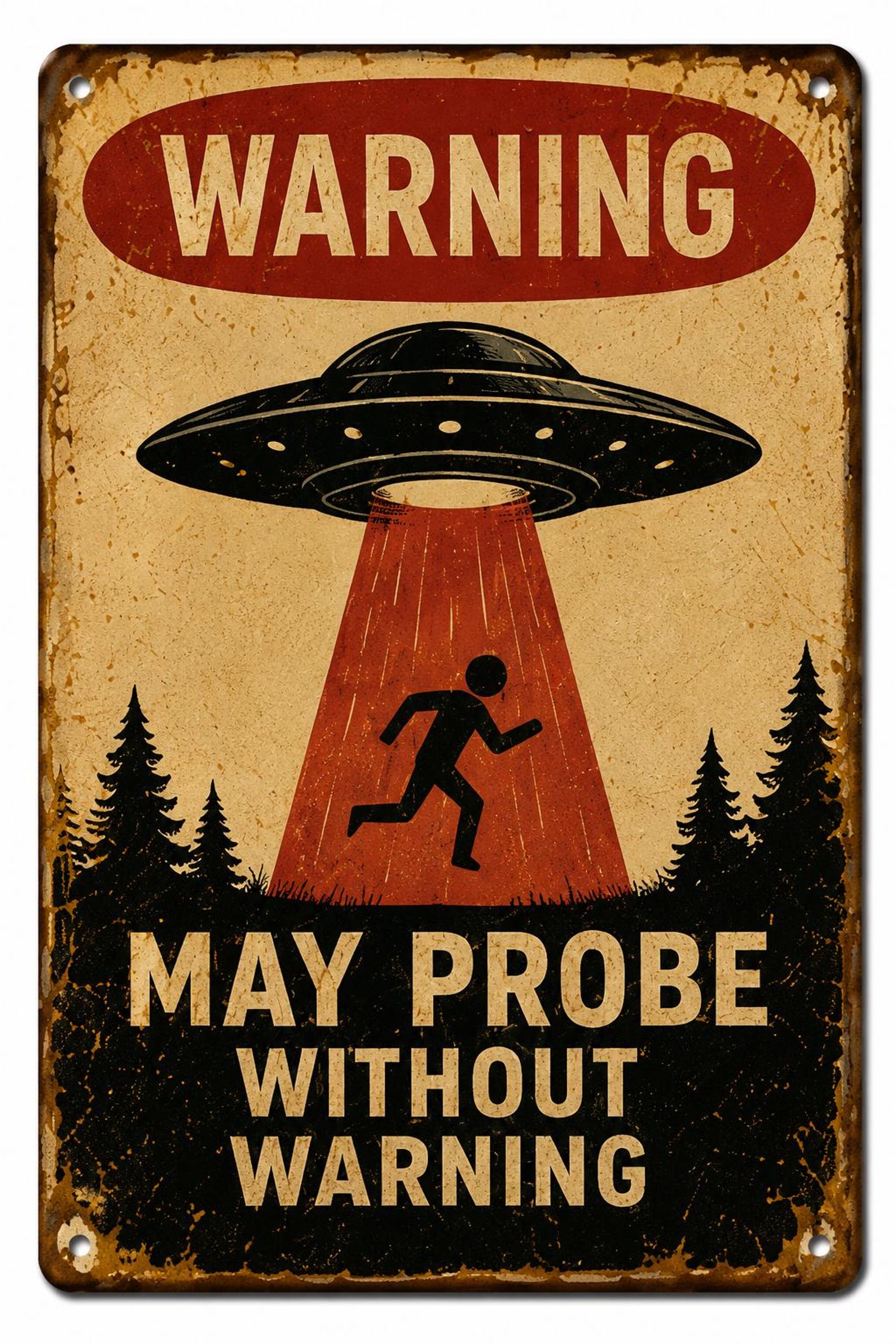 Area 51 Alien Employee of the Month Metal Tin Sign – Retro Sci-Fi Wall Decor