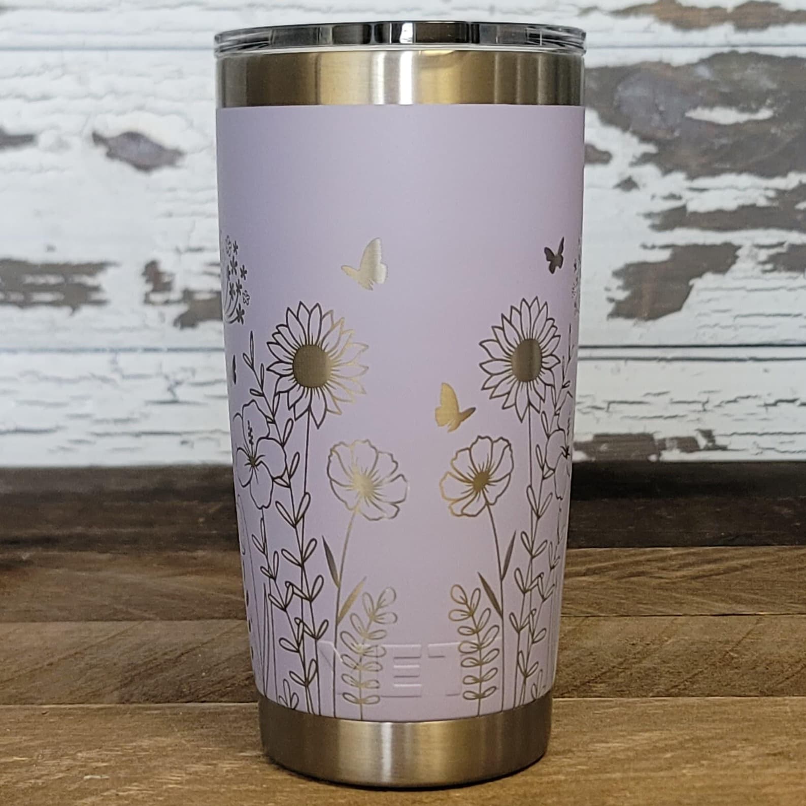 Personalized Custom Engraved YETI® 20oz Tumbler or Polar Camel 20oz Tumbler Wrap, Butterfly Cup, Wildflowers, Engraved Wrap, Gift WBW1