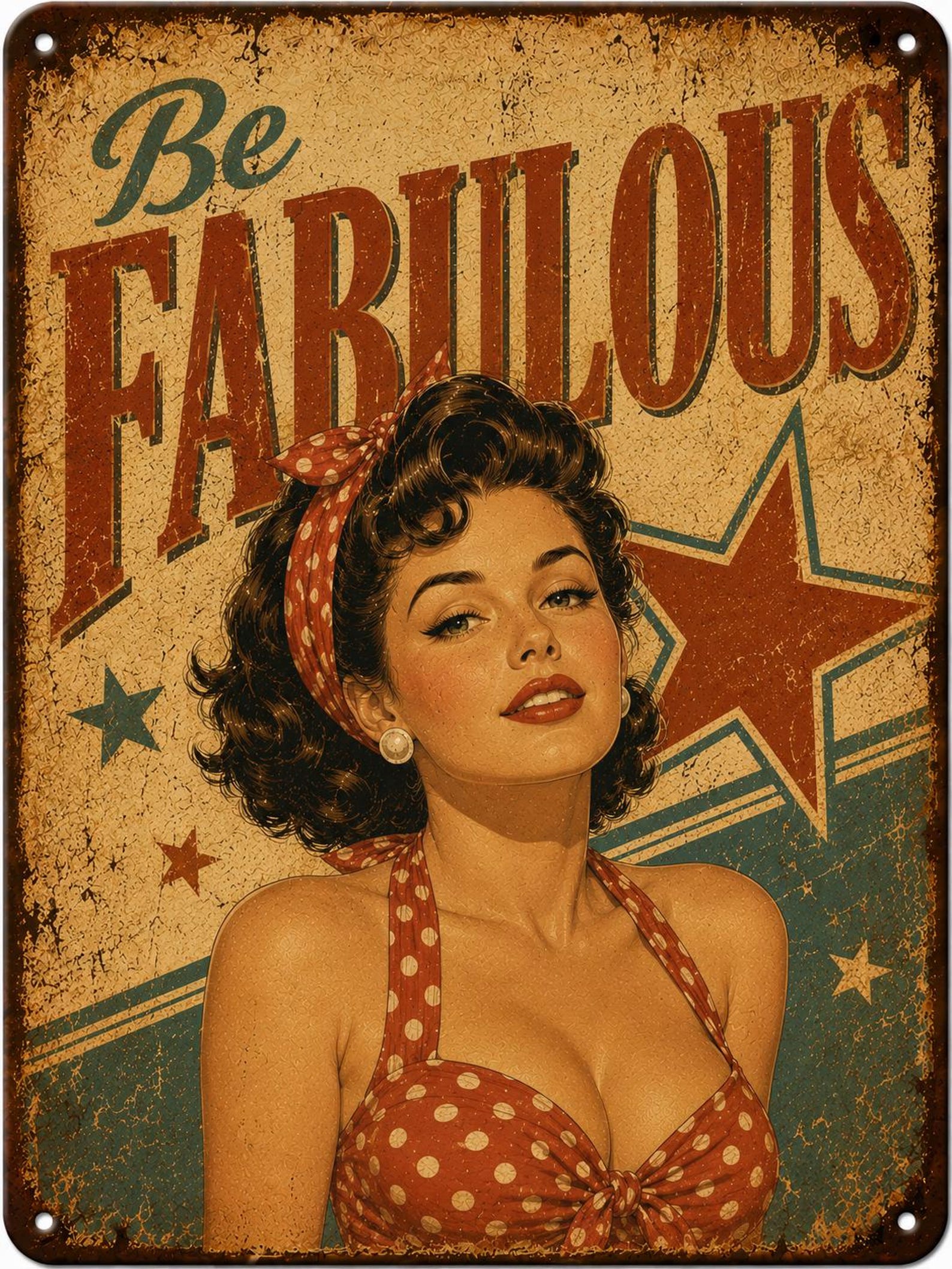 Retro Pin-Up Tin Sign | Classic Vintage Wall Art