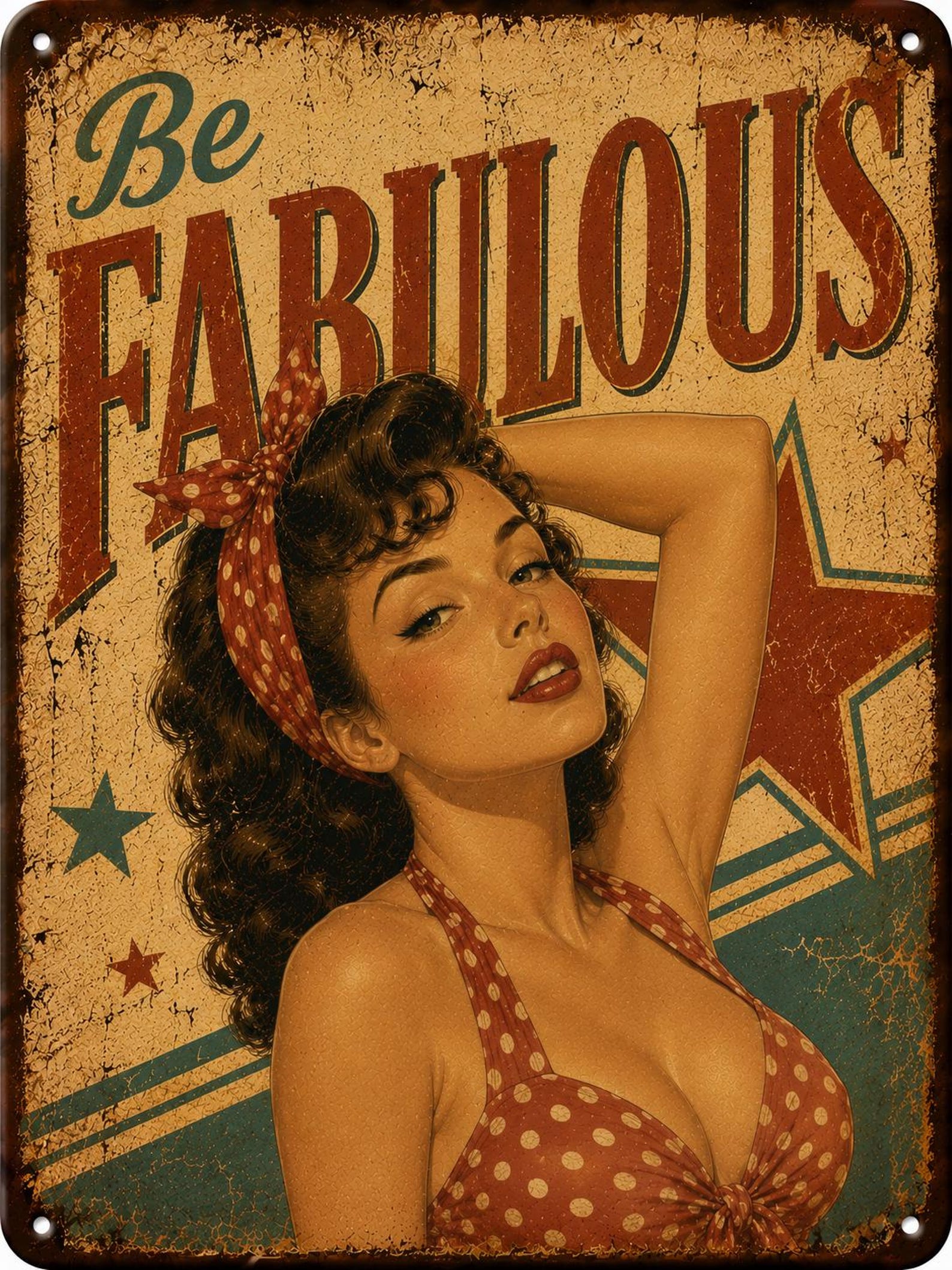 Retro Pin-Up Tin Sign | Classic Vintage Wall Art