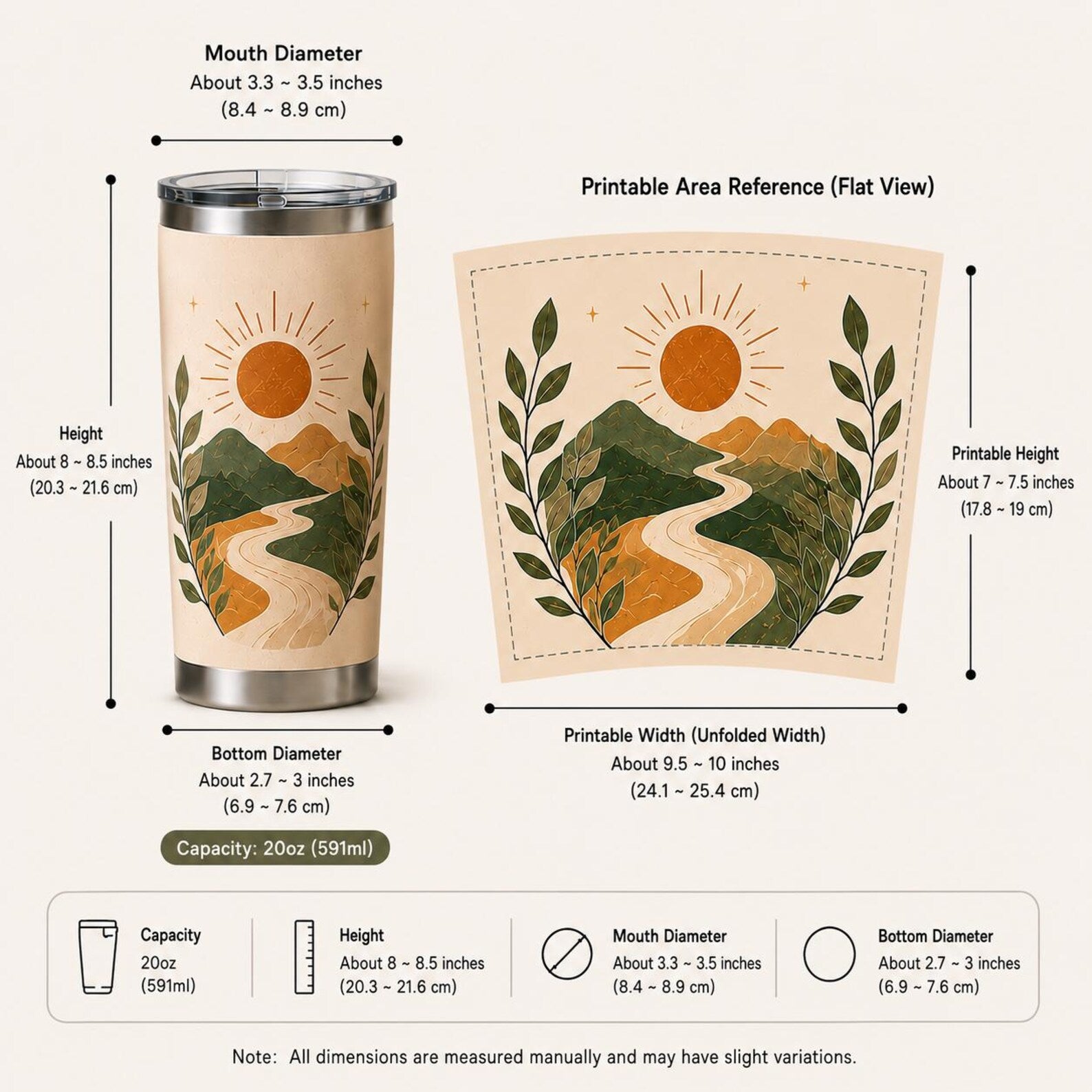 Custom Skinny Tumbler with Lid, 20oz Stainless Steel Travel Mug