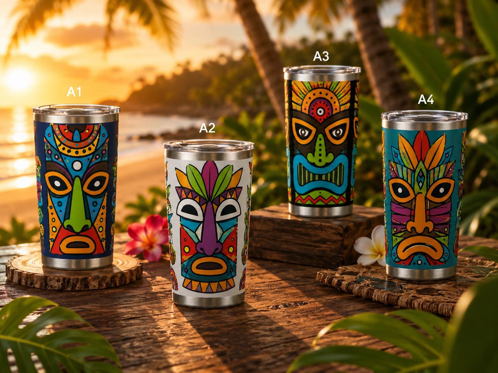 Personalized Tribal Totem Skinny Tumbler, Customizable Native American Inspired Facial Elements Design Tumbler,