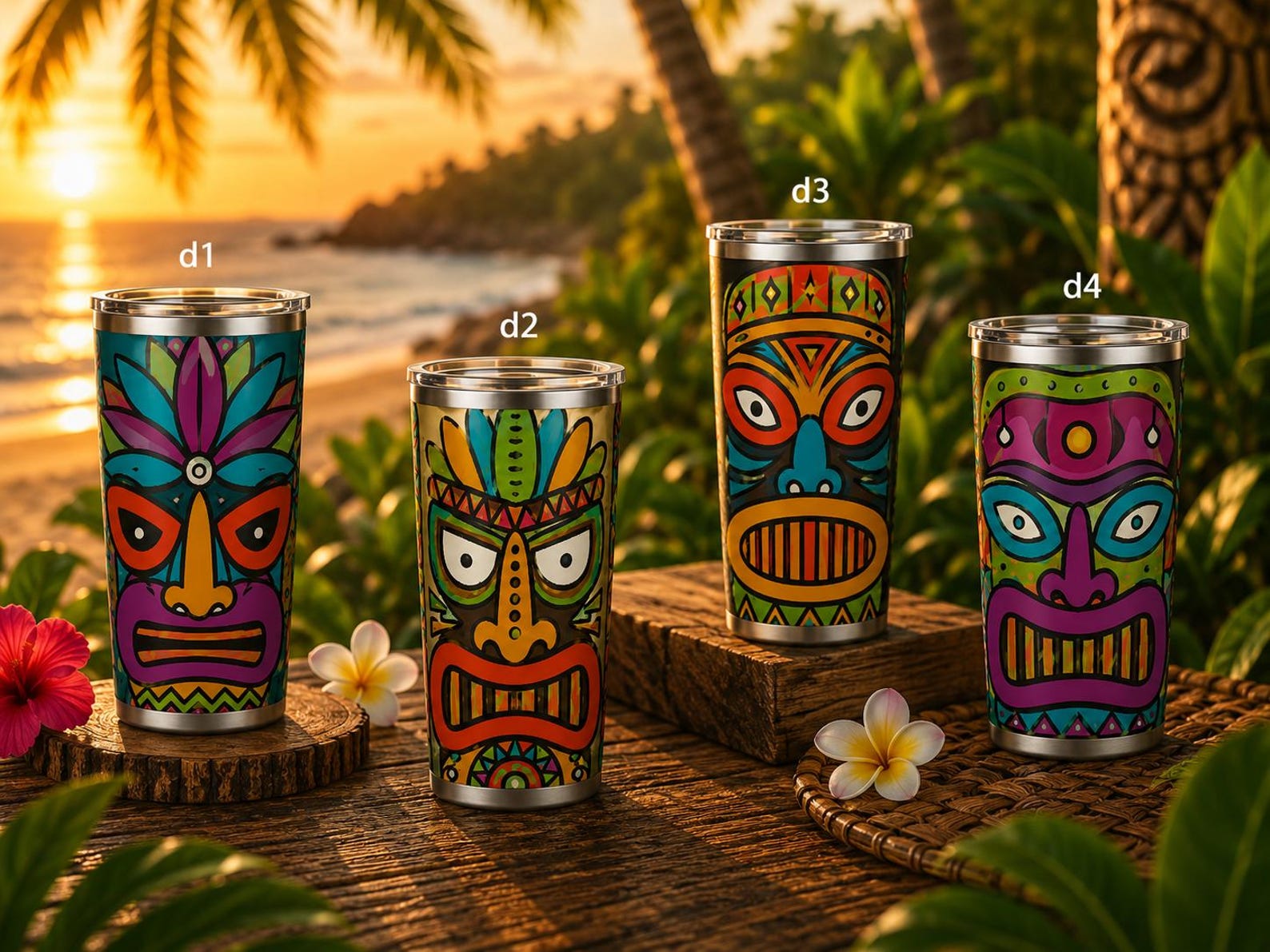 Personalized Tribal Totem Skinny Tumbler, Customizable Native American Inspired Facial Elements Design Tumbler,