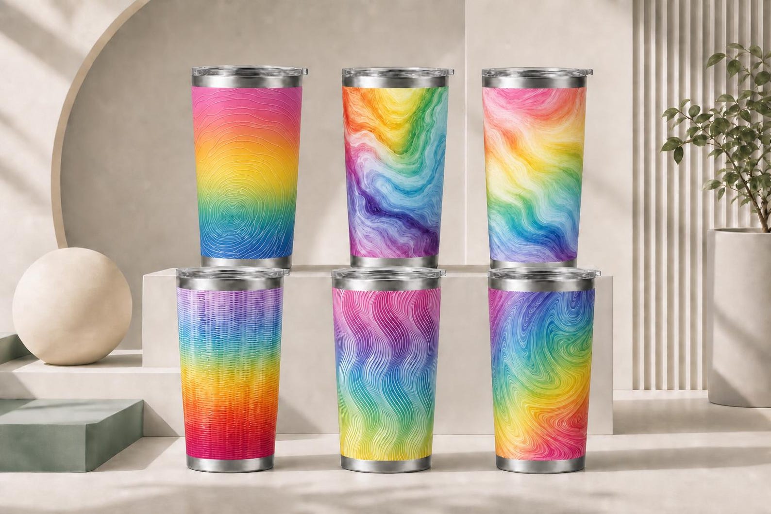 Verdant Flow - Abstract Topographic Line Tumbler | 20oz Stainless Steel Travel Mug