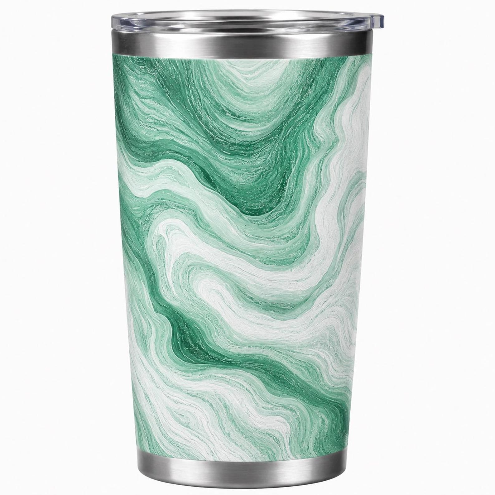 Verdant Flow - Abstract Topographic Line Tumbler | 20oz Stainless Steel Travel Mug