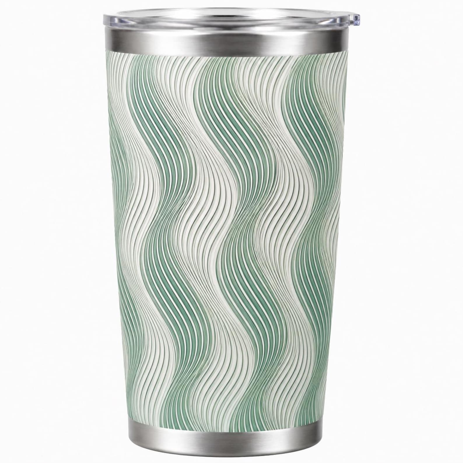 Verdant Flow - Abstract Topographic Line Tumbler | 20oz Stainless Steel Travel Mug