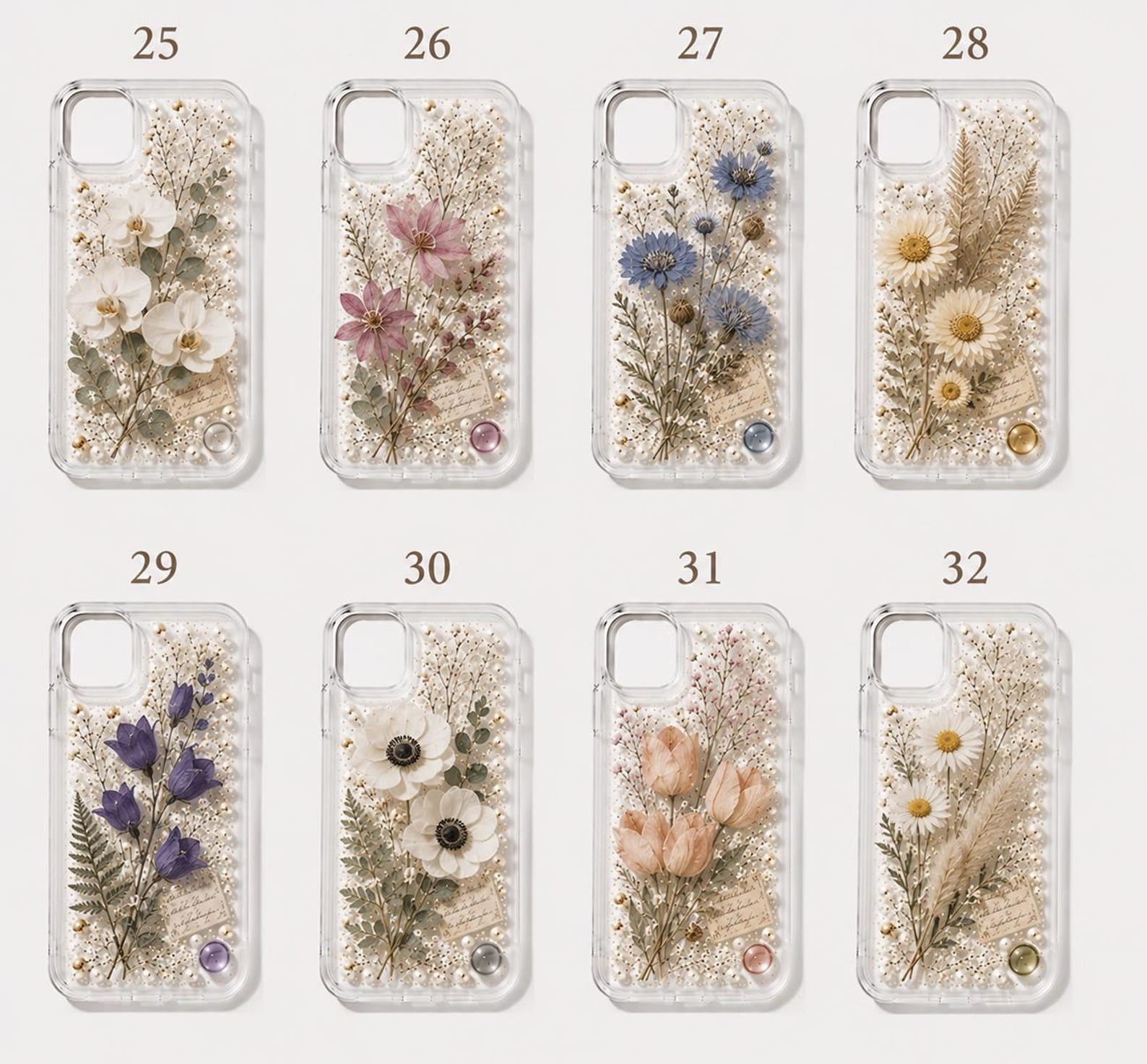 Clear Pressed Wildflower iPhone Case – Botanical Pearl Cottagecore Cover
