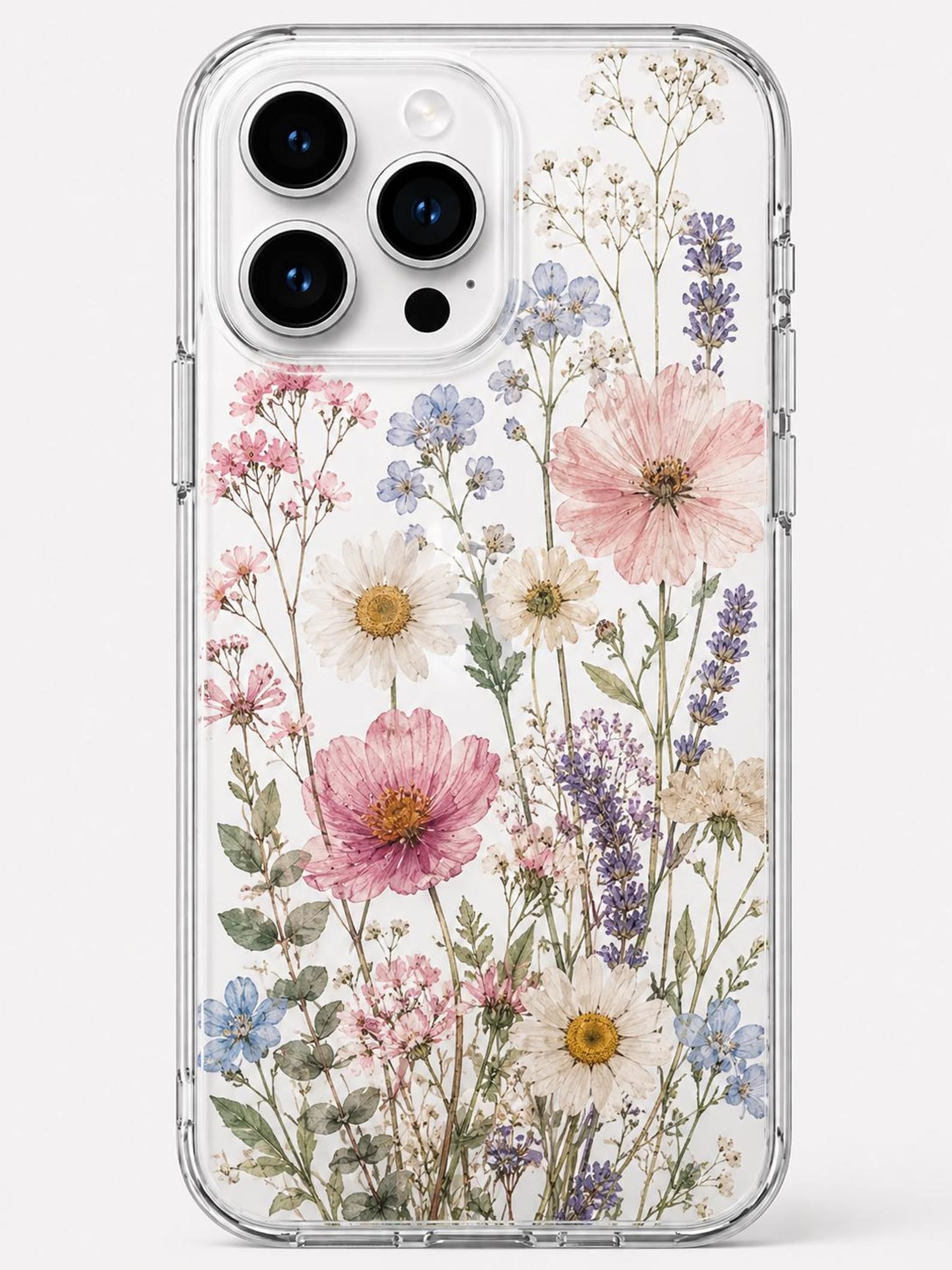 Clear Pressed Wildflower iPhone Case – Botanical Pearl Cottagecore Cover