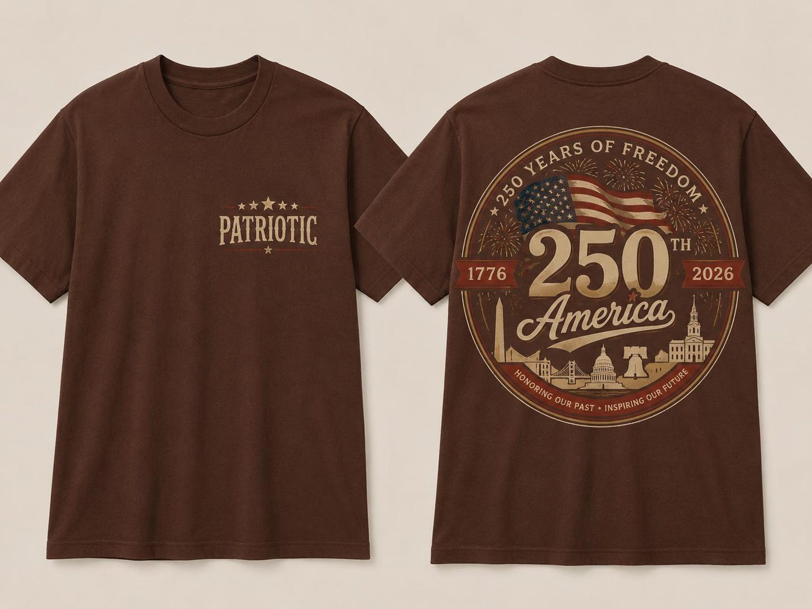 Vintage America 250 Anniversary Patriotic Graphic Shirt Freedom Celebration Tee