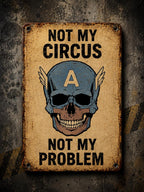 Superhero Skull Metal Sign, Sarcastic Office Wall Decor, Man Cave Art, Retro Tin Sign