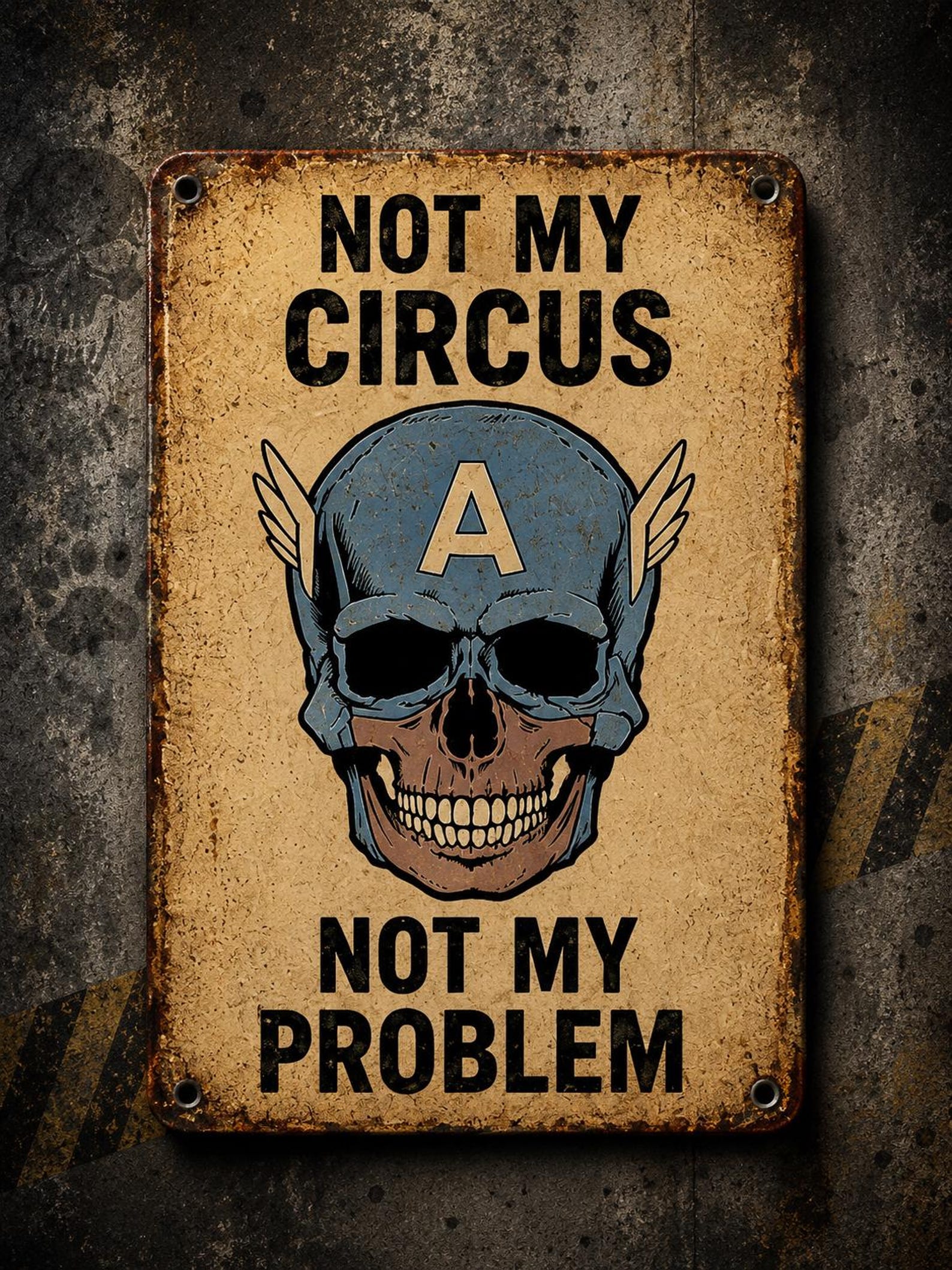 Superhero Skull Metal Sign, Sarcastic Office Wall Decor, Man Cave Art, Retro Tin Sign