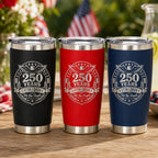 America 250 Anniversary Patriotic Leakproof Tumbler Stainless Steel American Flag Liberty Bell Cup Gift Military Veteran Personalized Custom