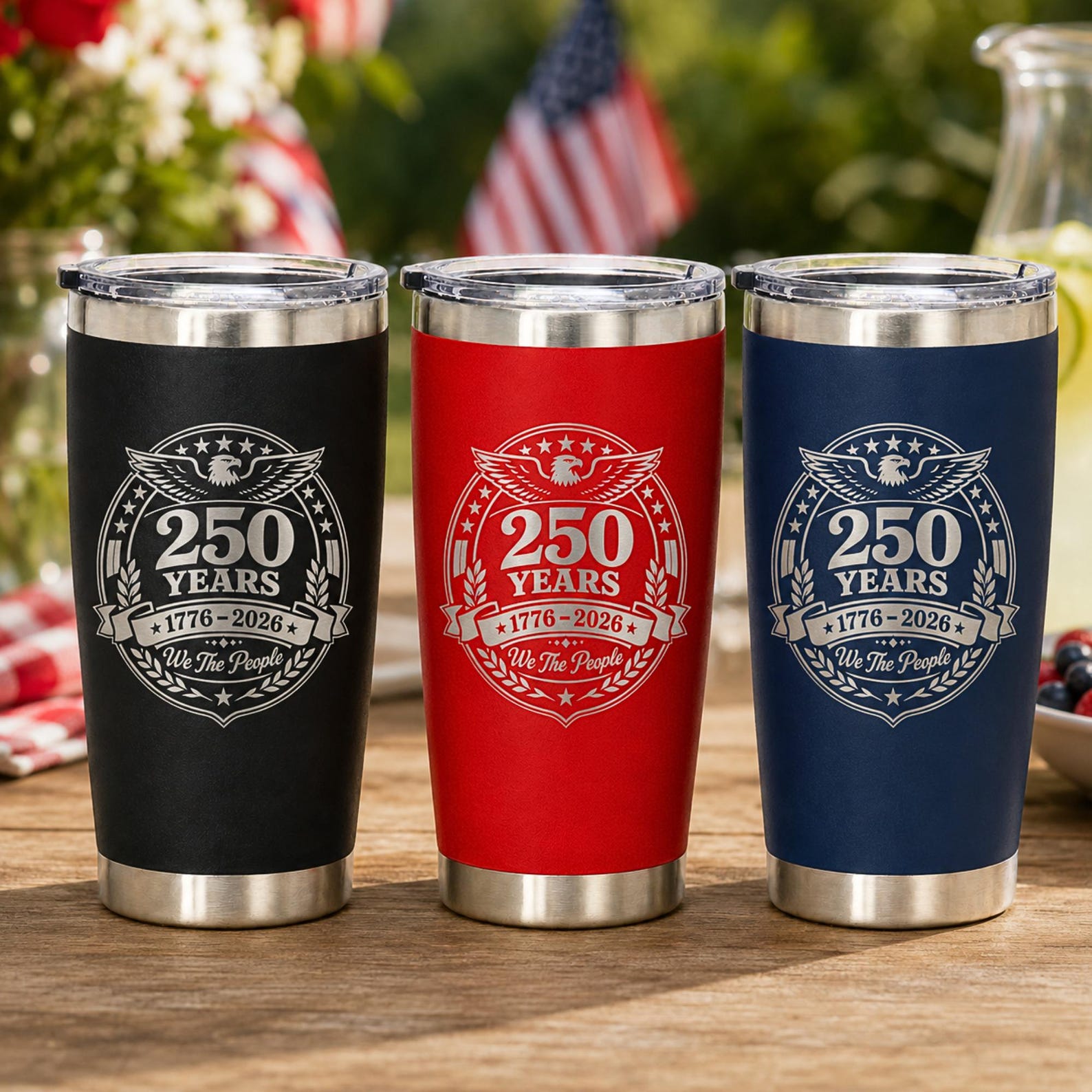 America 250 Anniversary Patriotic Leakproof Tumbler Stainless Steel American Flag Liberty Bell Cup Gift Military Veteran Personalized Custom
