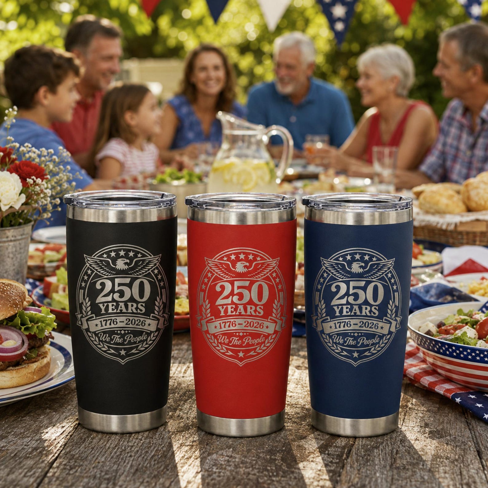 America 250 Anniversary Patriotic Leakproof Tumbler Stainless Steel American Flag Liberty Bell Cup Gift Military Veteran Personalized Custom