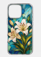 Floral Stained Glass iPhone Case, Botanical Lily Peony Art Cover