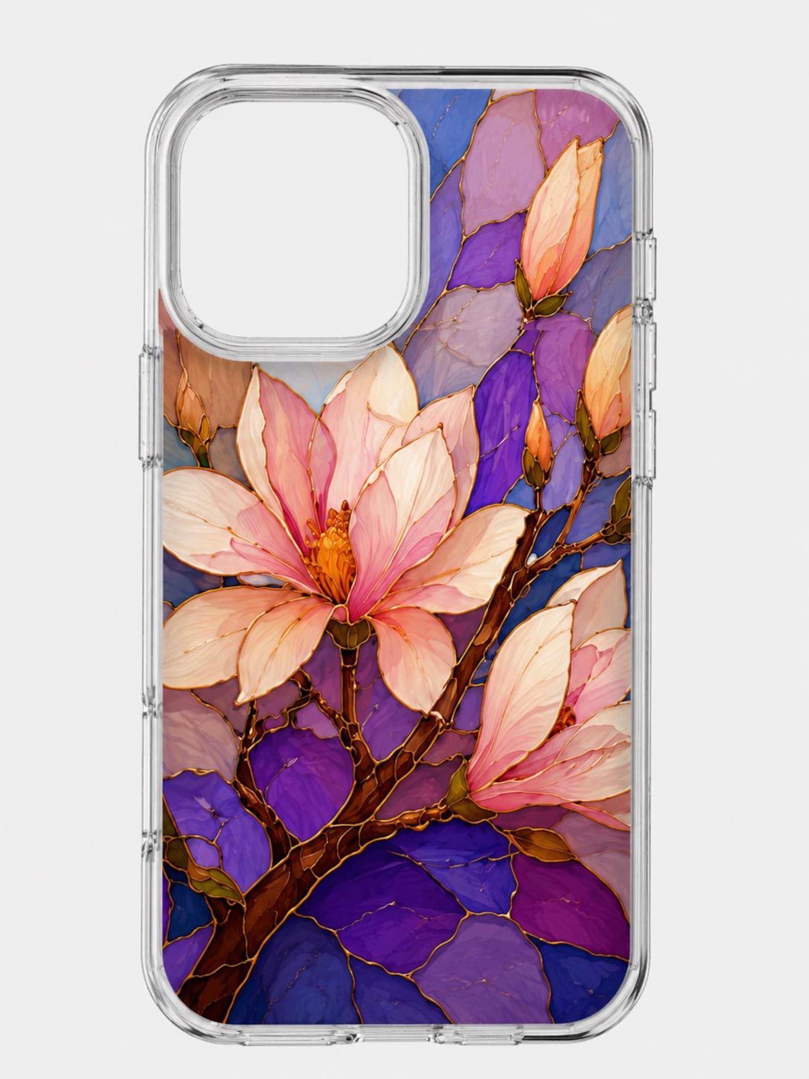Floral Stained Glass iPhone Case, Botanical Lily Peony Art Cover