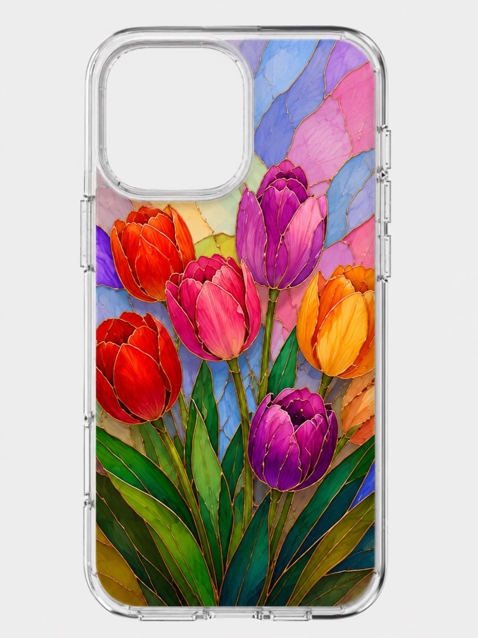 Floral Stained Glass iPhone Case, Botanical Lily Peony Art Cover