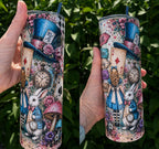 Wonderland 20 oz Skinny Tumbler, Alice Inspired Gift Cup with Lid and Straw