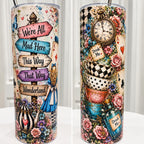 Wonderland 20 oz Skinny Tumbler, Alice Inspired Gift Cup with Lid and Straw