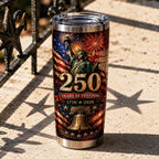 America 250 Anniversary Patriotic Leakproof Tumbler Stainless Steel American Flag Liberty Bell Cup Gift Military Veteran, Father's Day Gifts