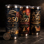 America 250 Anniversary Patriotic Leakproof Tumbler Stainless Steel American Flag Liberty Bell Cup Gift Military Veteran, Father's Day Gifts