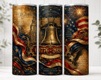 USA 250th Anniversary Tumbler Wrap PNG | 1776-2026 Patriotic 20oz Skinny Tumbler Design | Independence Day Sublimation