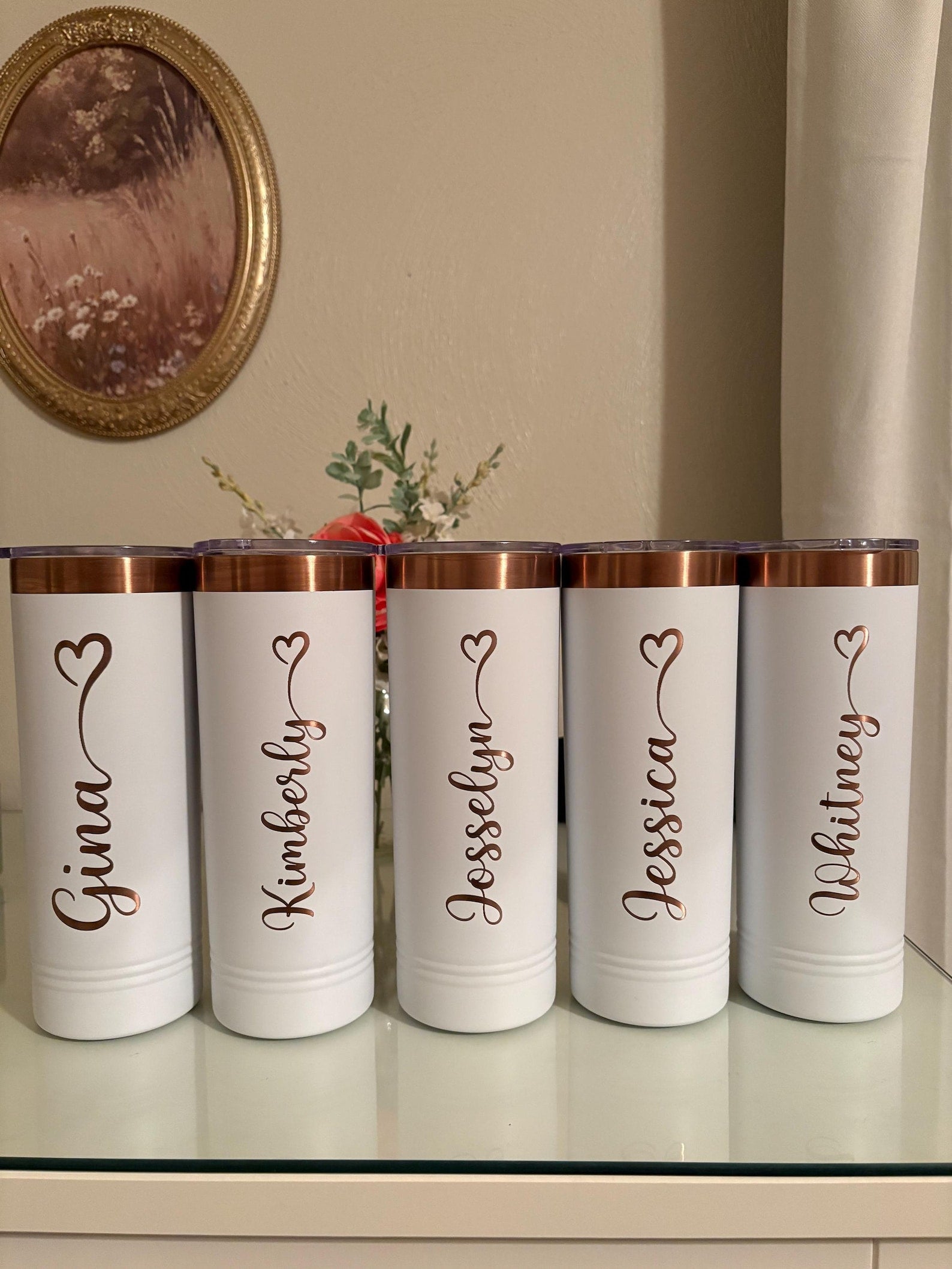 Custom Laser Engraved 22oz Skinny Tumbler, Stainless Steel Skinny Tumbler, Vacuum Insulated Stemless Cup, Custom Logo, Bridesmaid Gift
