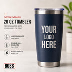 Personalized Engraved 20oz Tumbler, ADD YOUR LOGO, Wholesale Tumblers, Laser Engraved Cup, Gifts For Him, Powder Coated, Bulk Tumblers