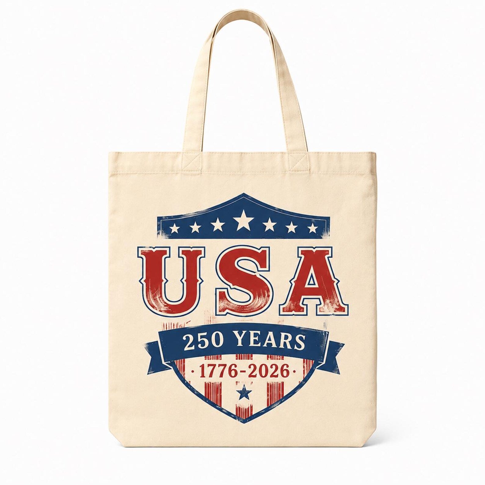 Vintage USA 250th Anniversary Tote Bag - Retro American Flag Canvas Shopper