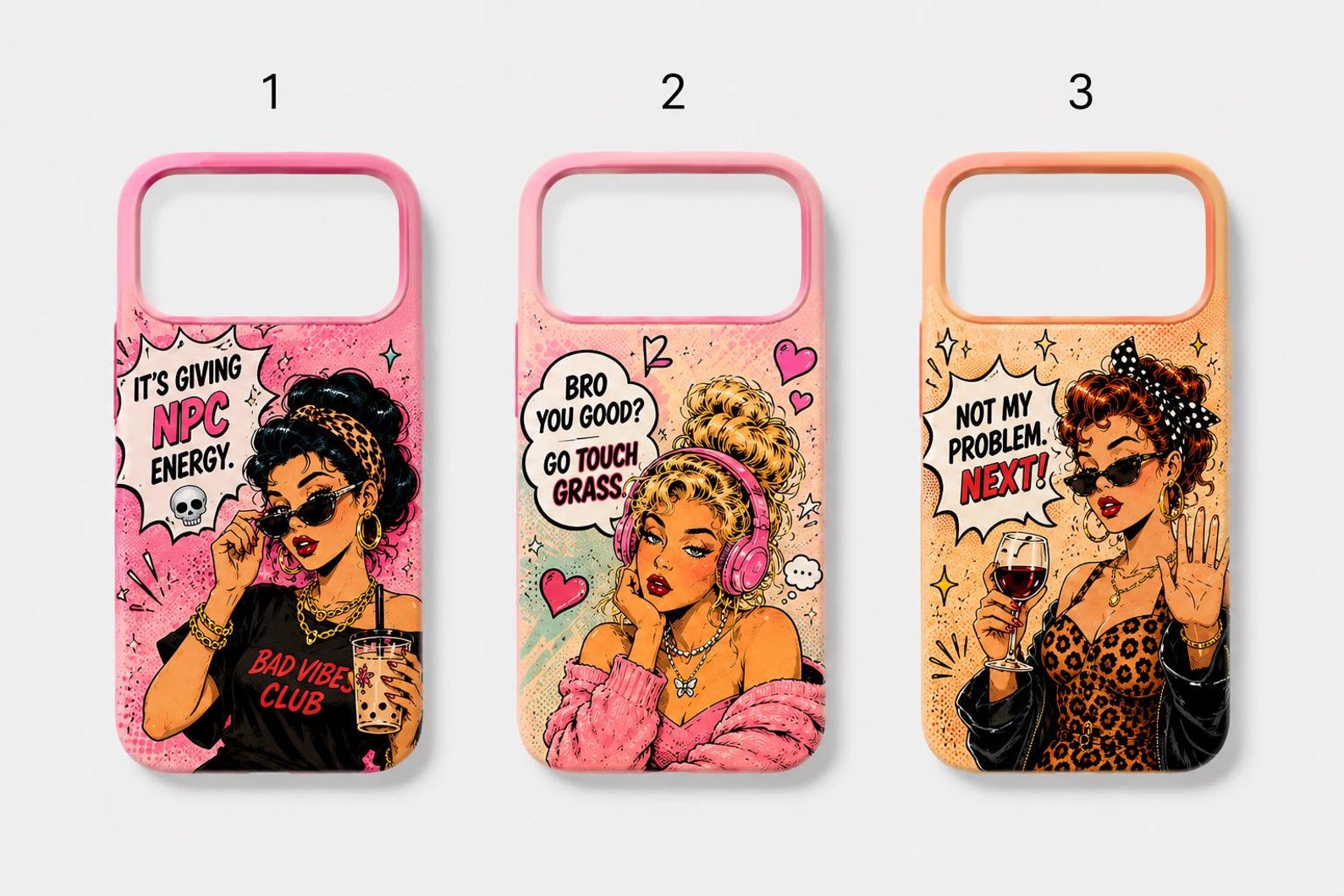 Y2K Comic Pop Art iPhone Case: Sassy Quotes, Retro Streetwear Style
